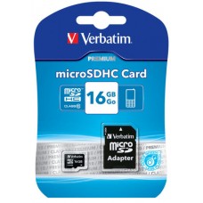 VERBATIM MEMORIA FLASH MICRO SD 16GB CLAS10 CON ADAPTADOR SD 44082